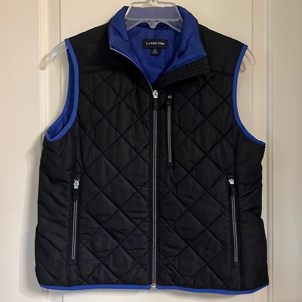Lands’ End Small Petite 6-8 Blue and Black Vest